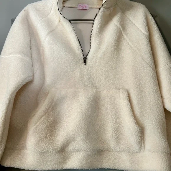 Pink Lily Cream Fleece Women’s Half Zip Top - Picture 4 of 5